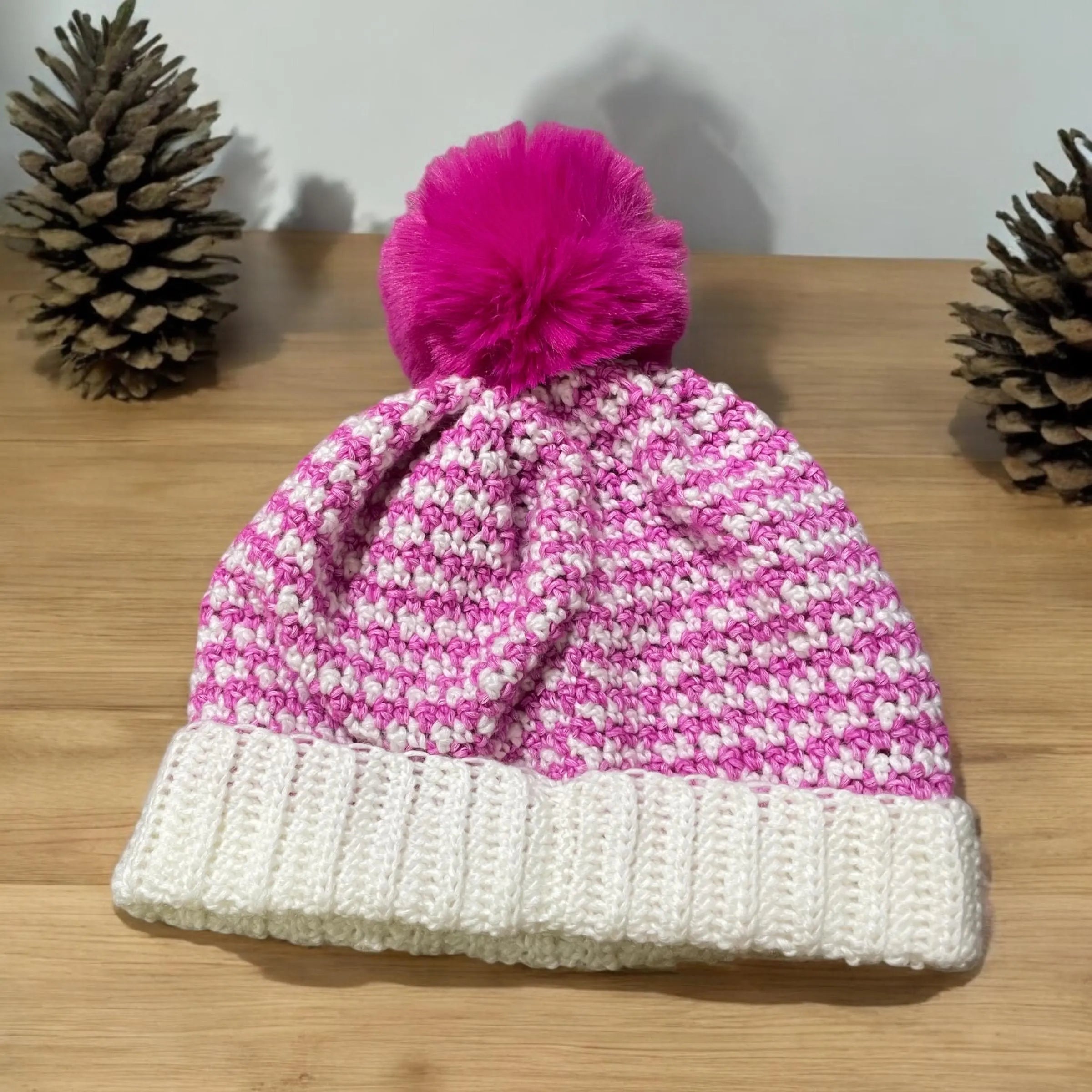 Cozy winter crochet beanie handmade in the UK – unisex wool blend hat 