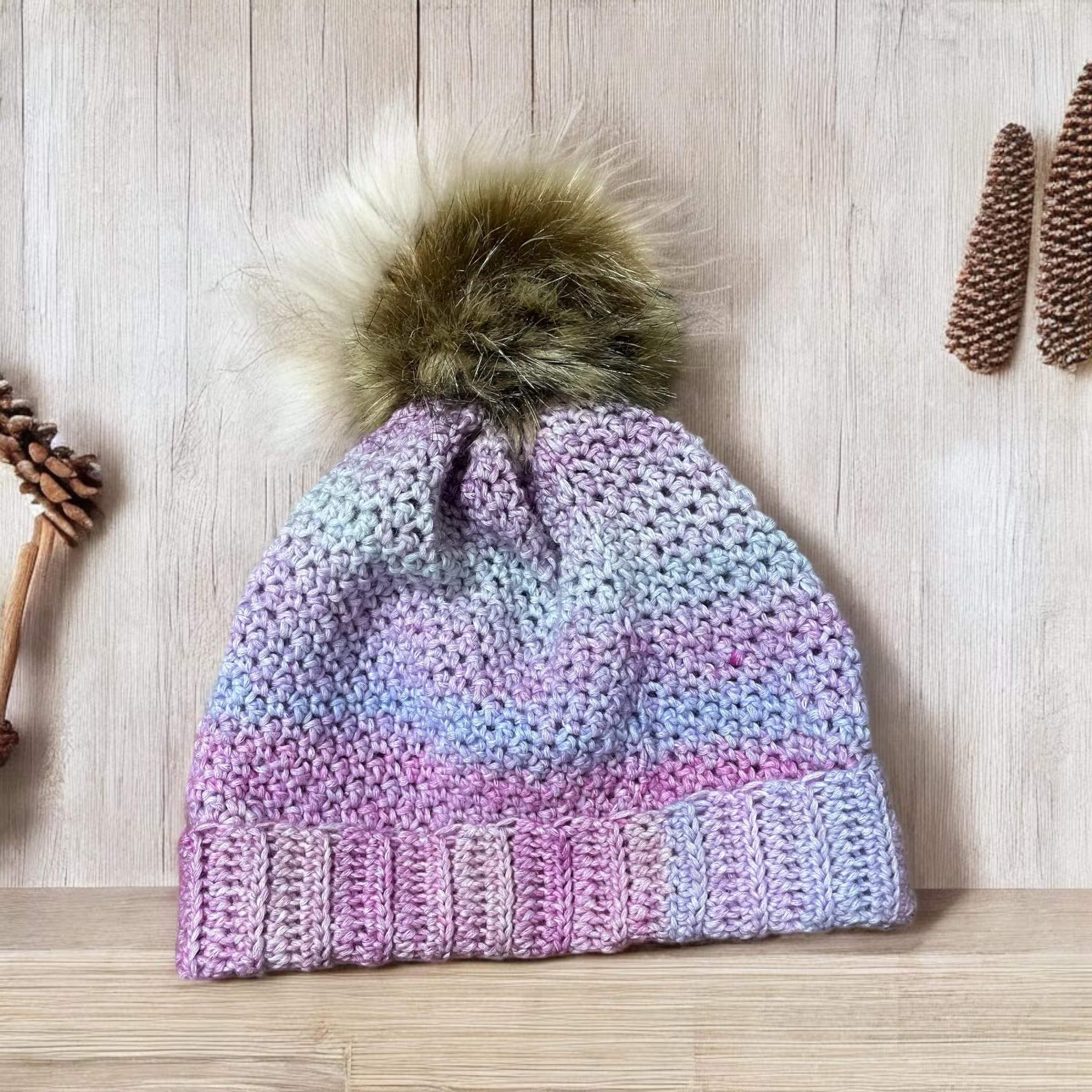 Neutral color handmade slouchy winter beanie