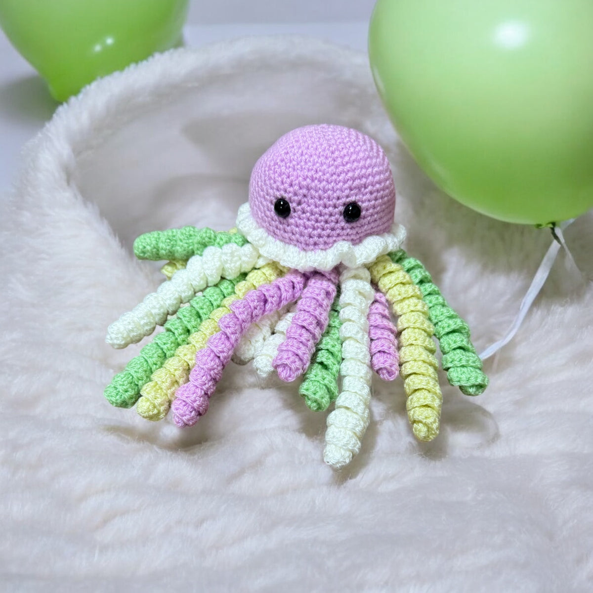 Handmade crochet jellyfish baby comforter toy