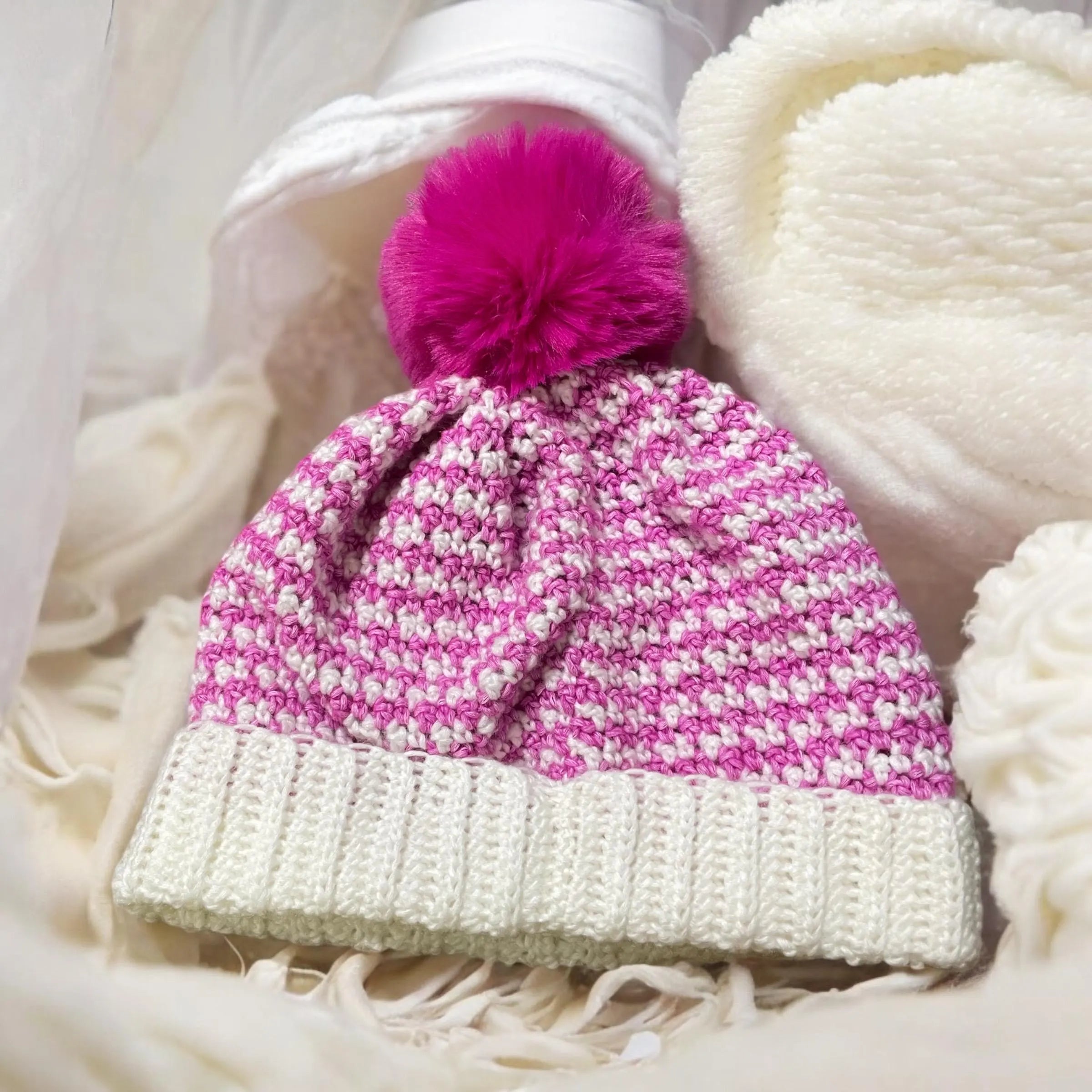 Handmade chunky crochet slouchy beanie hat UK – wool knit winter hat