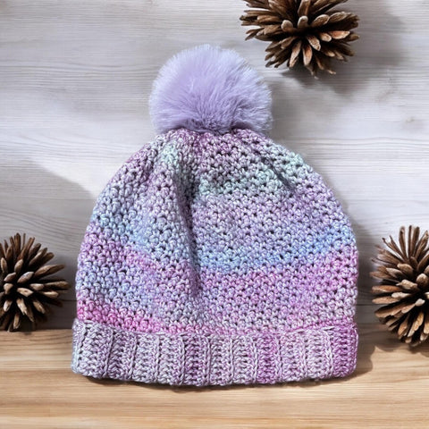 Wool knit slouchy beanie hat for women
