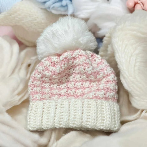 Neutral colour baby beanie hat set for infants