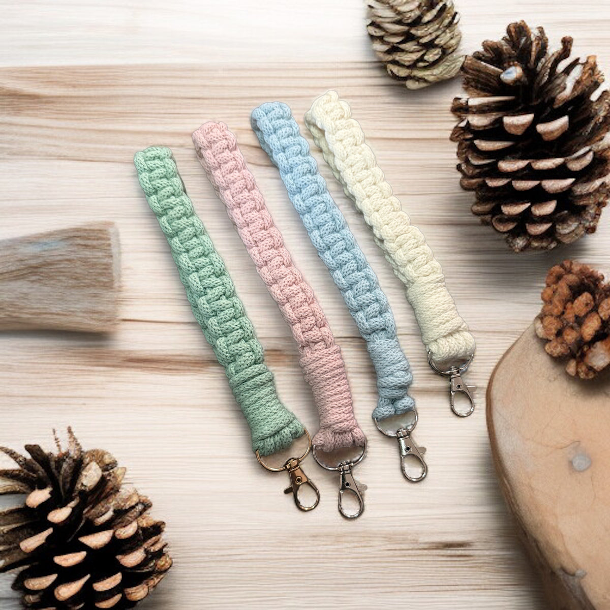 Handmade Macrame Keychain Wristlet: Boho Key Fob Strap