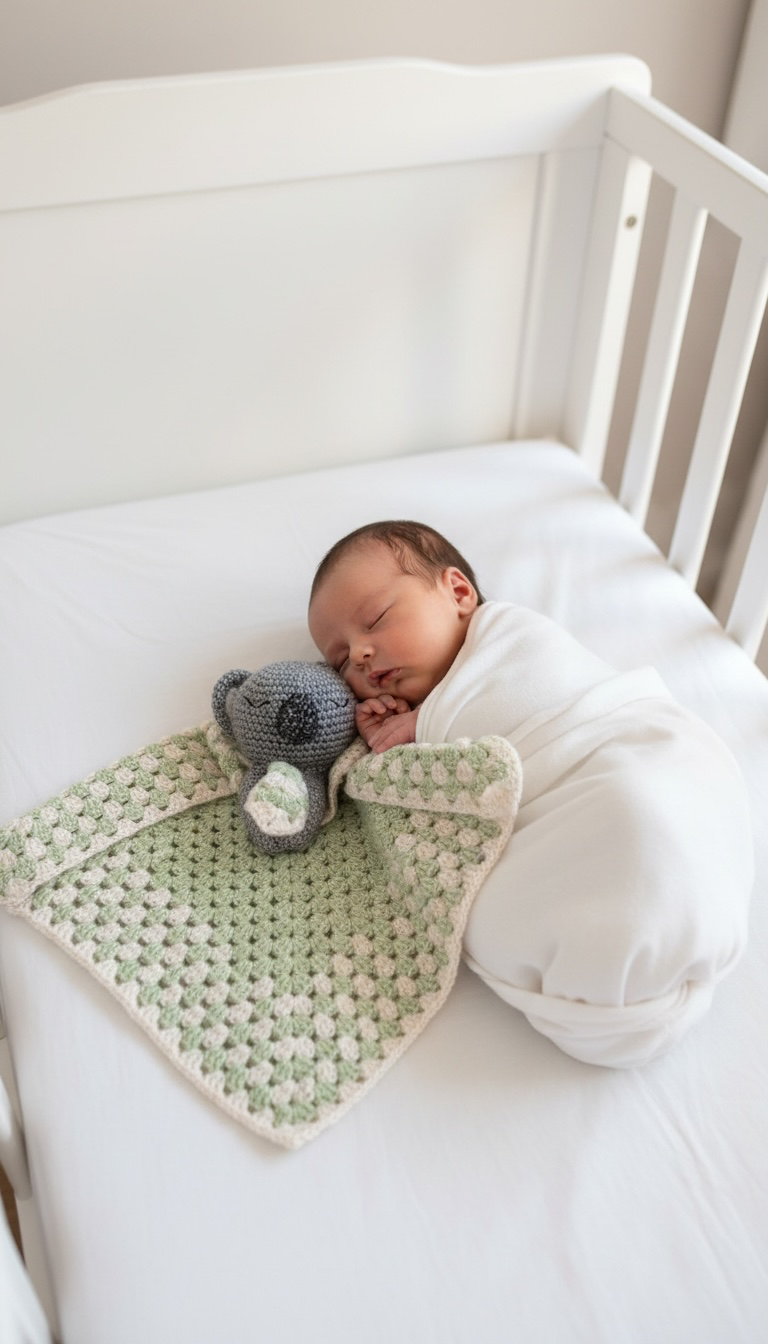 Crochet Koala Baby Comforter | Handmade Snuggle Buddy