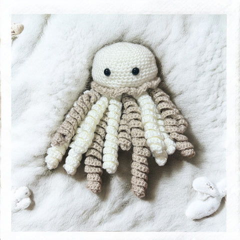 Baby comforter gift – crochet jellyfish with tentacles