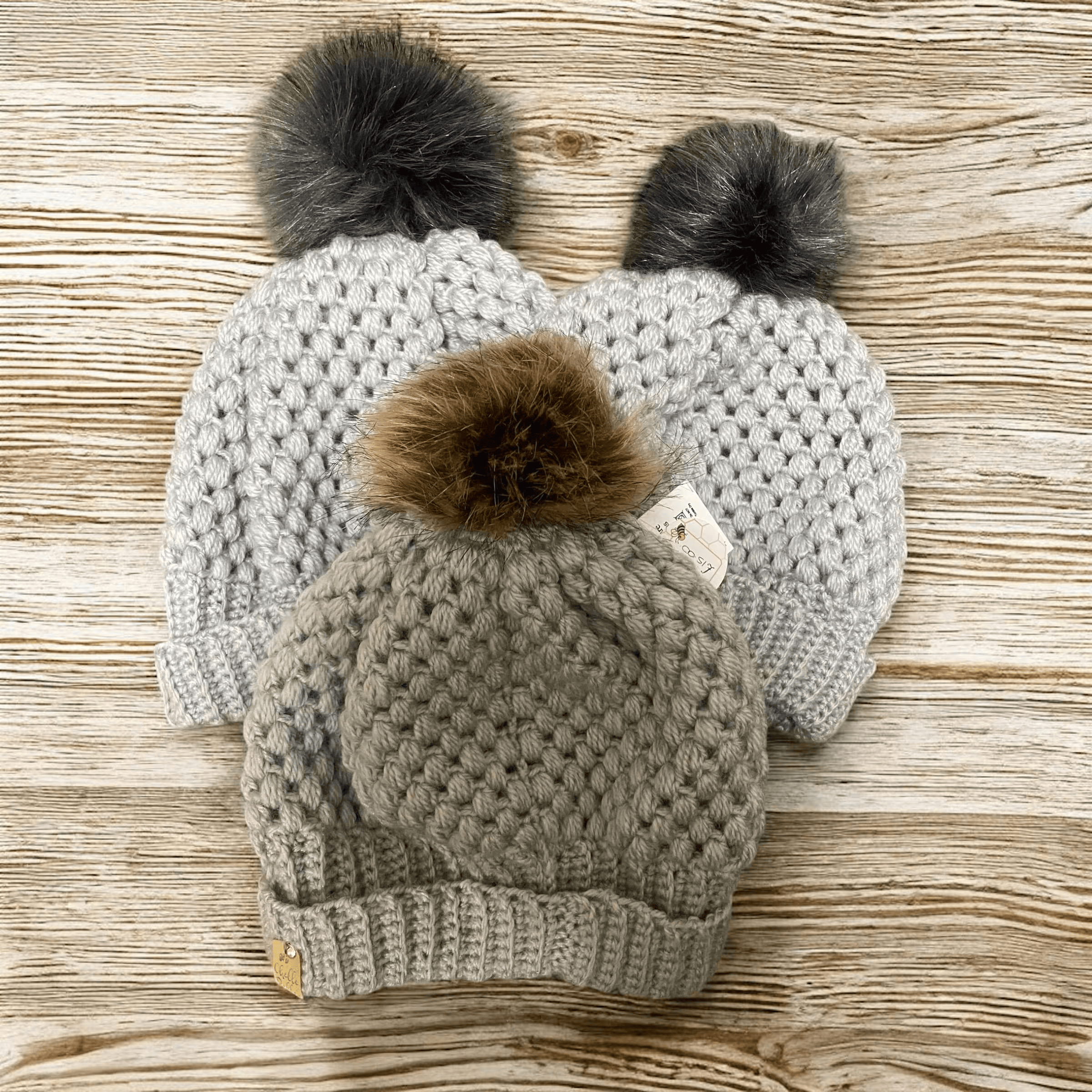 Cozy handmade crochet hat with warm wool blend yarn