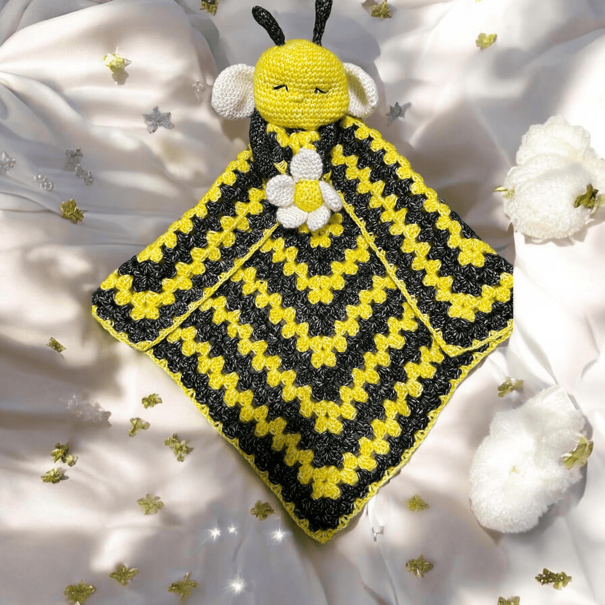 Soft baby comforter crochet blanket in neutral color
