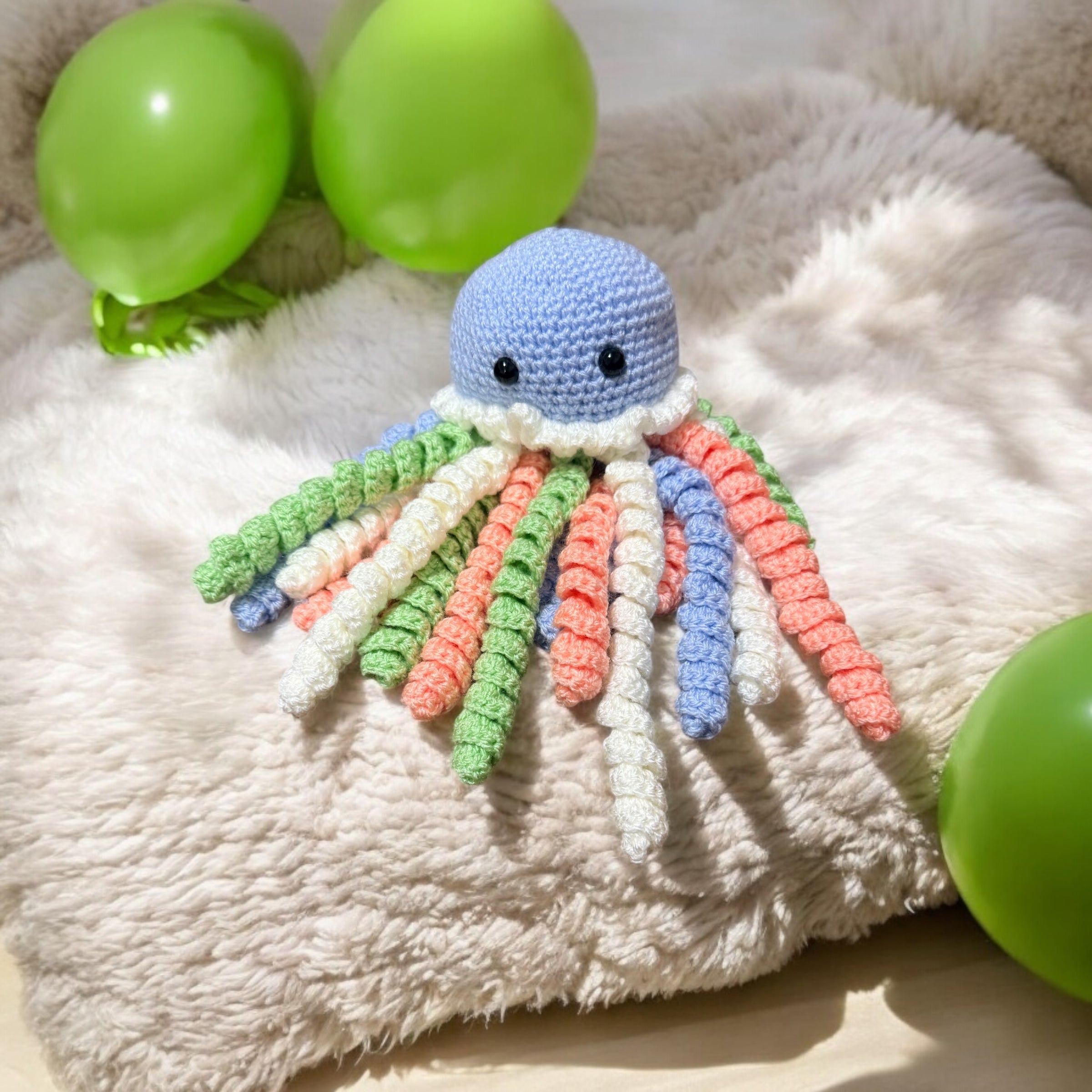 Handmade crochet octopus jellyfish sensory toy for newborns 