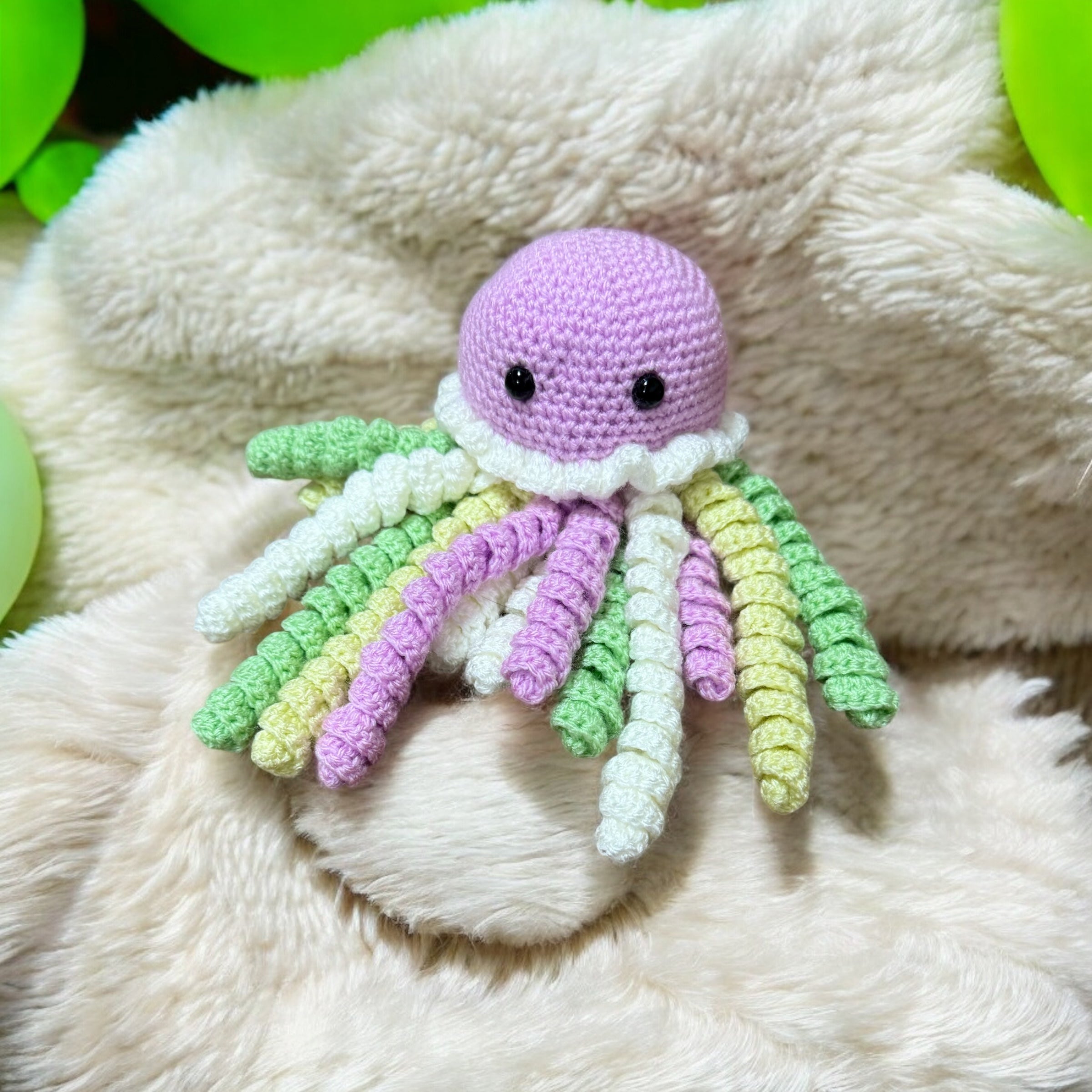 Handcrafted baby comforter toy with tentacles