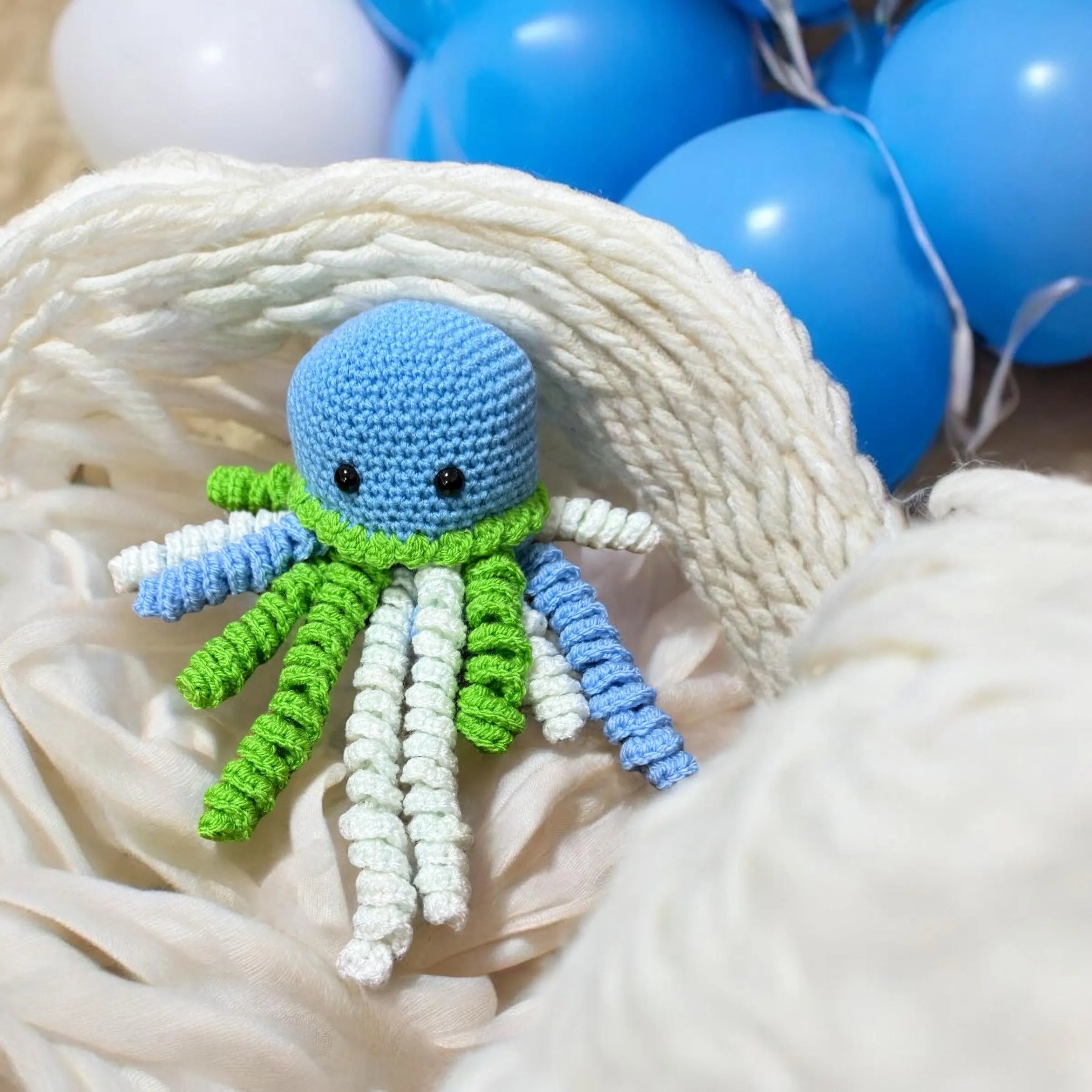 crochet octopus jellyfish preemie newborn baby sensory toy pink