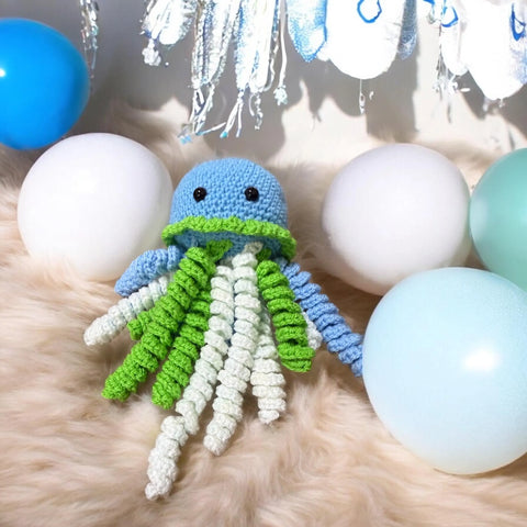 crochet octopus jellyfish preemie newborn baby sensory toy pink